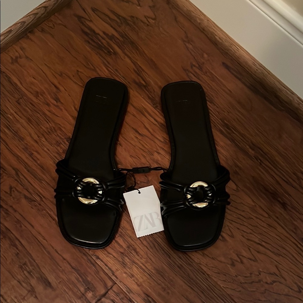 Zara Black Women's Slide Sandals